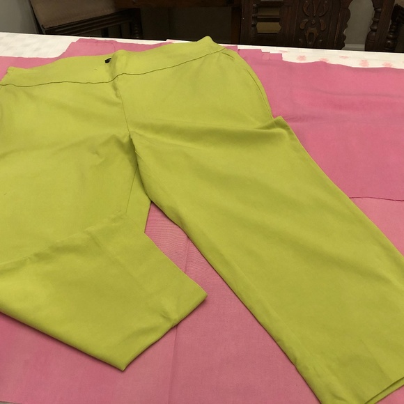 Roz & Ali Pants - Roz & Ali 22W Lime Crop Pants